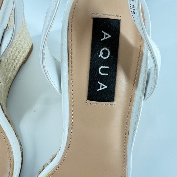 Aqua Ankle Strap Espadrille Wedge Sandals 7.5M, White - Picture 5 of 10